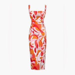 Micas Marble print tie back Midi dress